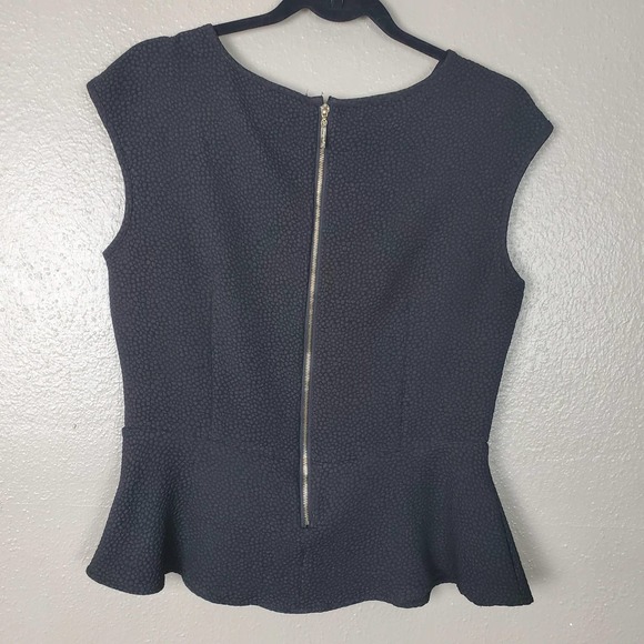English Laundry Black Sleeveless Peplum Pebble Textured Visible Zippered Top S - Picture 3 of 5